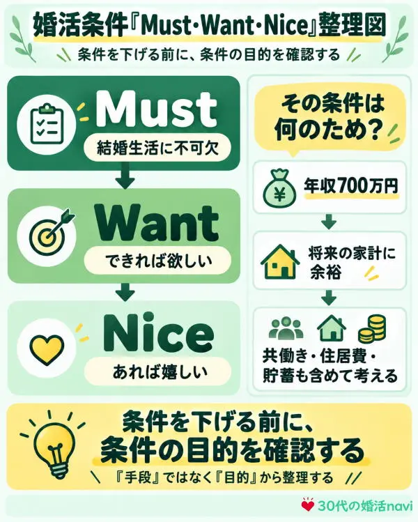 婚活条件「Must・Want・Nice」整理図