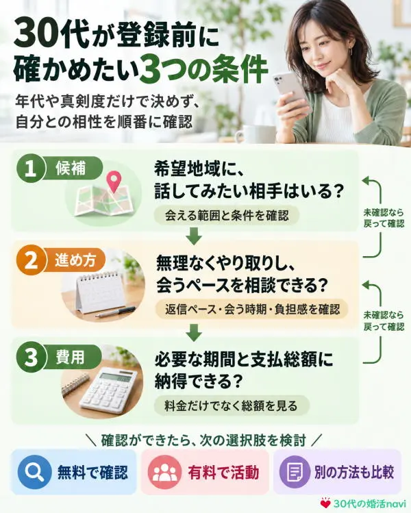 30代が登録前に確かめたい3つの条件